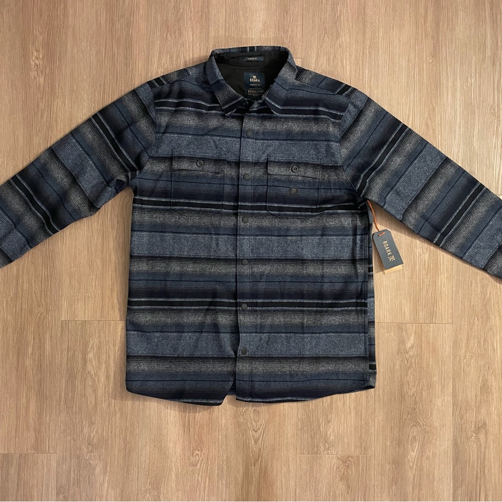 Roark Nordsman x Pendleton Flannel Long Sleeve Wool Shirt Mens Large Blue/Black